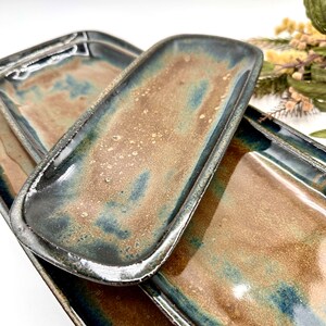 Handmade stoneware trays/ set of 3/ pottery serving platters/ River Rock/ appetizer trays/ kitchen decor/ CCStoneware image 3