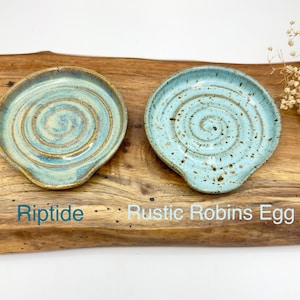 Handmade Speckled Stoneware Spoon Rest: pottery Kitchen Decor multiple colors image 10