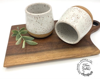 Handmade Speckled Stoneware Wine Tumbler: 8oz Pottery Cup