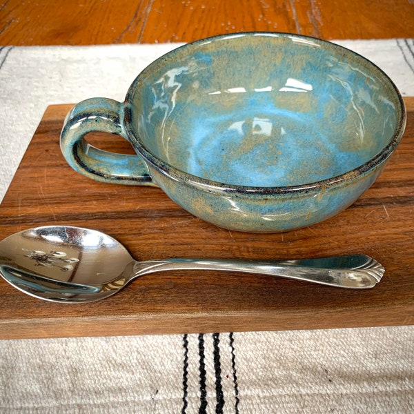 Weathered blue stoneware soup mugs/ pasta bowls/ oatmeal mug/ handmade pottery/ rustic stoneware/ Colonial Collections Stoneware