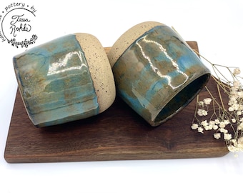Copos de vinho/copos de grés artesanais/cerâmica azul envelhecida/CCStoneware/cerâmica funcional/grés salpicado/decoração de cozinha