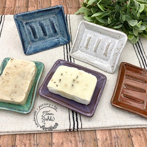 Handmade pottery soap dish/ stoneware ceramic dish/bar soap holder/ CCStoneware/ Colonial Collections Stoneware