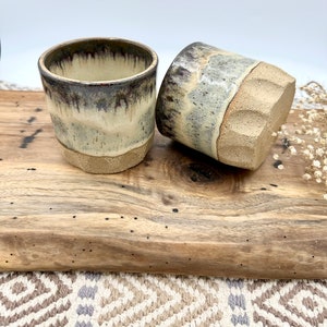 Whiskey tumbler/ handmade stoneware cups/ River Birch pottery/ CCStoneware/ faceted cups speckled stoneware/ drinking mugs