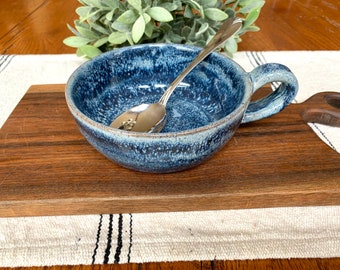 Stormy blue stoneware soup mugs/ pasta bowls/ oatmeal mug/ handmade pottery/ stoneware/ Colonial Collections Stoneware