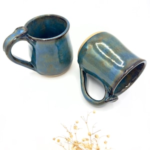 Kubki do kawy/ręcznie robione kubki z kamionki/ceramiczne filiżanki do kawy/ceramika w kropki/naczynia Weathered Blue/CCStoneware/naczynia do picia/toczone na kole
