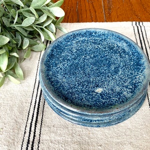 Set of 4 small side plates/ handmade stoneware/ speckled pottery/ stormy blue dishes/ ceramic plate set/ tableware/CCStoneware