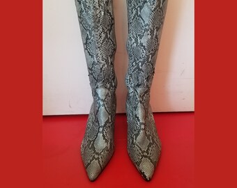 flat snake print boots