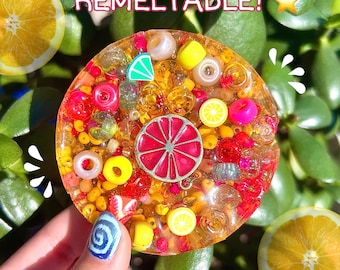 Pink Lemonade Pick'n Poppers Fidget Toy: Remeltable Sensory Pad, Beaded Bracelet