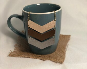 Chevron Faux Leather Necklace