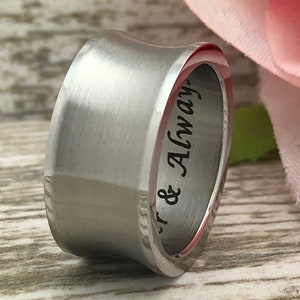 10mm Personalized Stainless Steel Wedding Rings, Anniversary Rings, Wedding Band, Gift for Him, Father's Day Gift