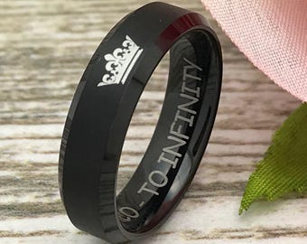 6mm Wolfram Ring, schwarze Ehering, personalisierte Wolfram Ringe, Jahrestag Ringe, Geschenk für sie, Geschenk für ihn, Namensring, SHJTCR458