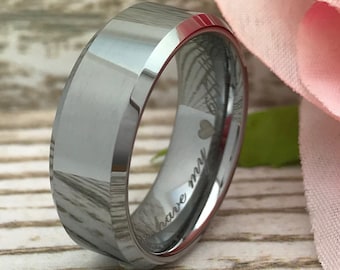 8mm Wolfram Ring, Wolfram Ehering, personalisieren gravierte Wolfram Ring, dünner Ring, Jahrestag Ring, Geschenk für Ihn