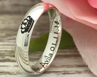 5mm Sterling Silver Ring, Personalized Sterling Silver Wedding Band, Anniversary Rings, Gift for Him,Gift for Her, Promise Ring, Purity Ring