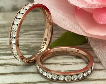 Anillo de eternidad de titanio para él y para ella de 3 mm, anillos de titanio grabados personalizados, anillos de aniversario, juegos de anillos para parejas