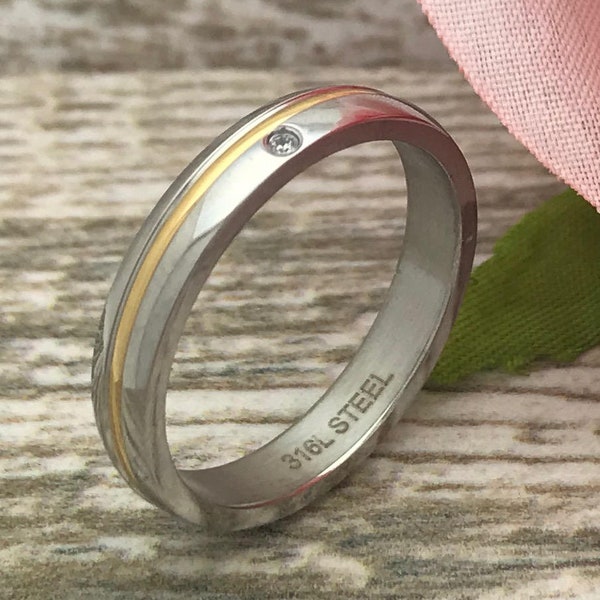4mm Wedding Ring, Personalize Engrave Stainless Steel Rings, Anniversary Rings, Promise Ring, Purity Ring