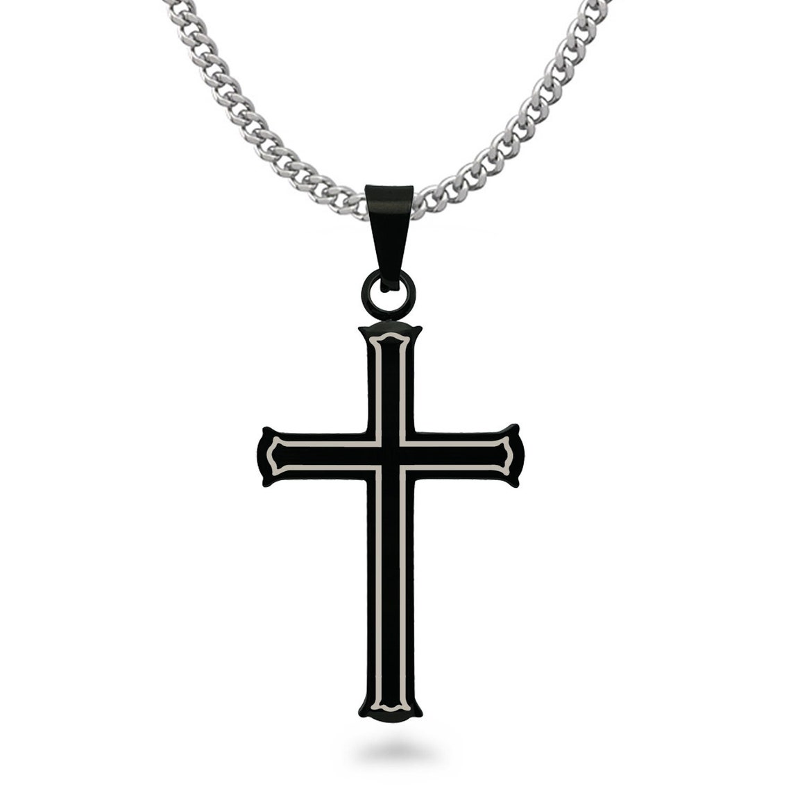 Collana Ciondolo Croce Acciaio Inossidabile - 61cm, Unisex, Regalo Con Sacchetto - Foto 8