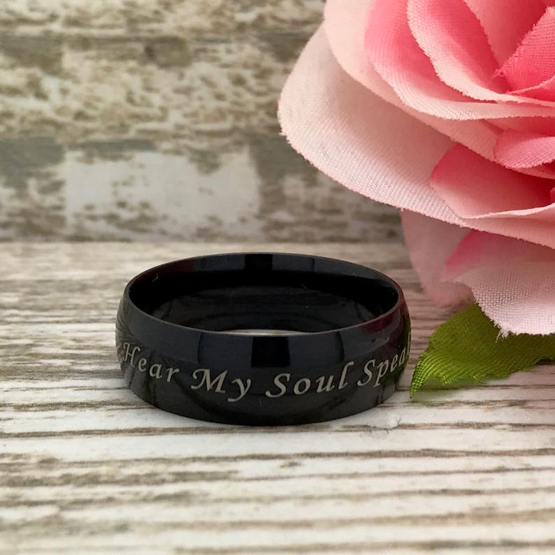 SHJSSR001 Black Stainless Steel Ring Men/'s Black Wedding Band Men/'s Personalized Stainless Steel Wedding Band 8mm Stainless Steel Ring