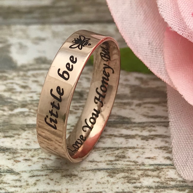 Personalized Stainless Steel Wedding Band Rose Gold IP Plated Stainless Steel Wedding Band 5mm Stainless Steel Ring