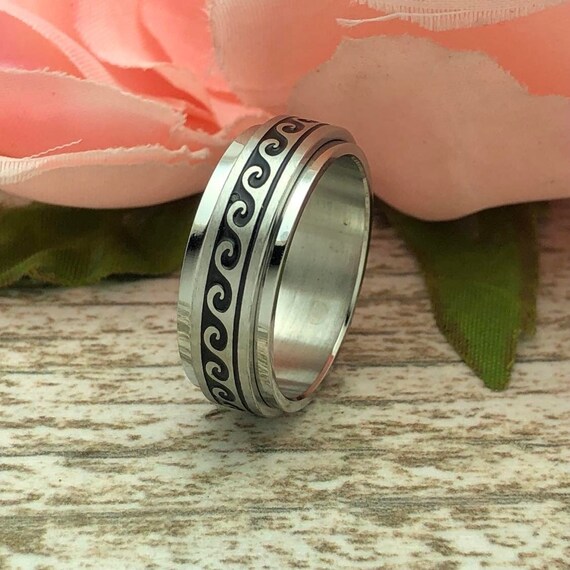 Spinner Ring Ocean Wave Spinner Ring Stainless Steel SPINNER