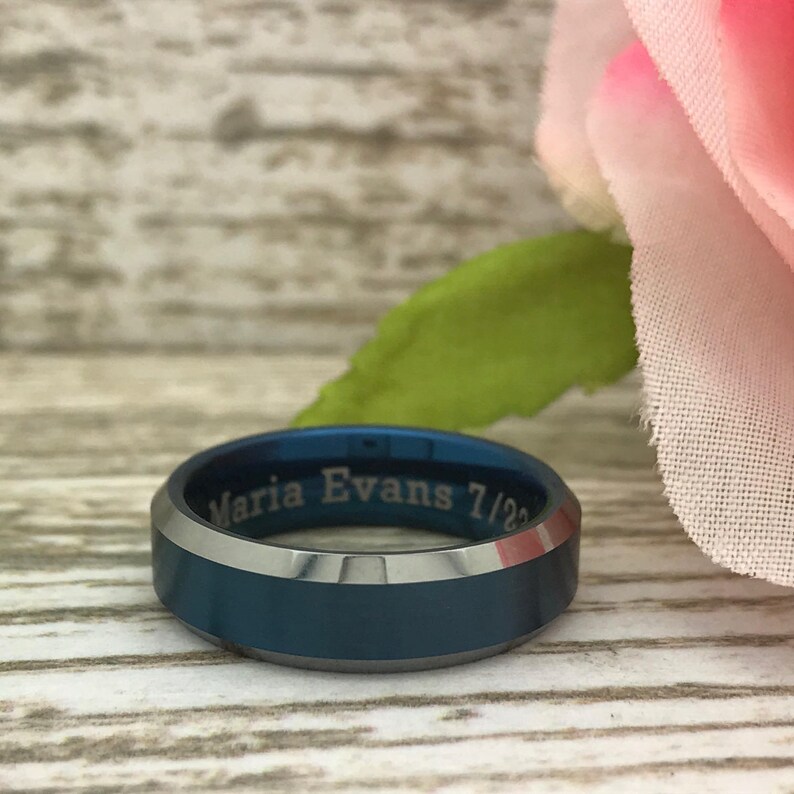 Personalize Two Tone Tungsten Ring 6mm Tungsten Ring Anniversary Ring Gift for Him Tungsten Wedding Ring Gift for Her