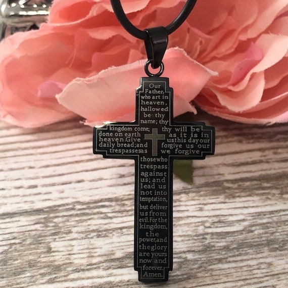 Lord's prayer outlet cross necklace