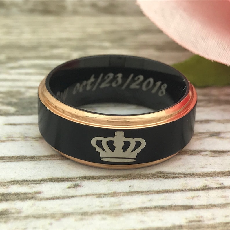King /& Queen Rings Anniversary Rings Gift for Him Personalized Titanium Rings His and Hers Ring Gift for Her SHJTRB206