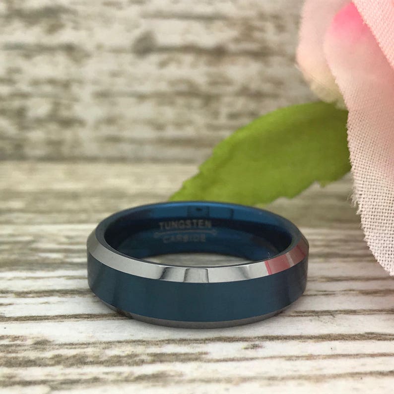 Personalize Two Tone Tungsten Ring 6mm Tungsten Ring Anniversary Ring Gift for Him Tungsten Wedding Ring Gift for Her