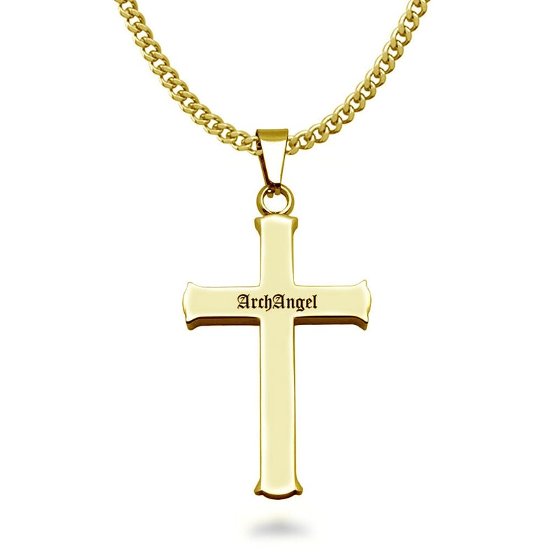 Mens Cross Necklace Personalized Cross Necklace Gold Plated Etsy