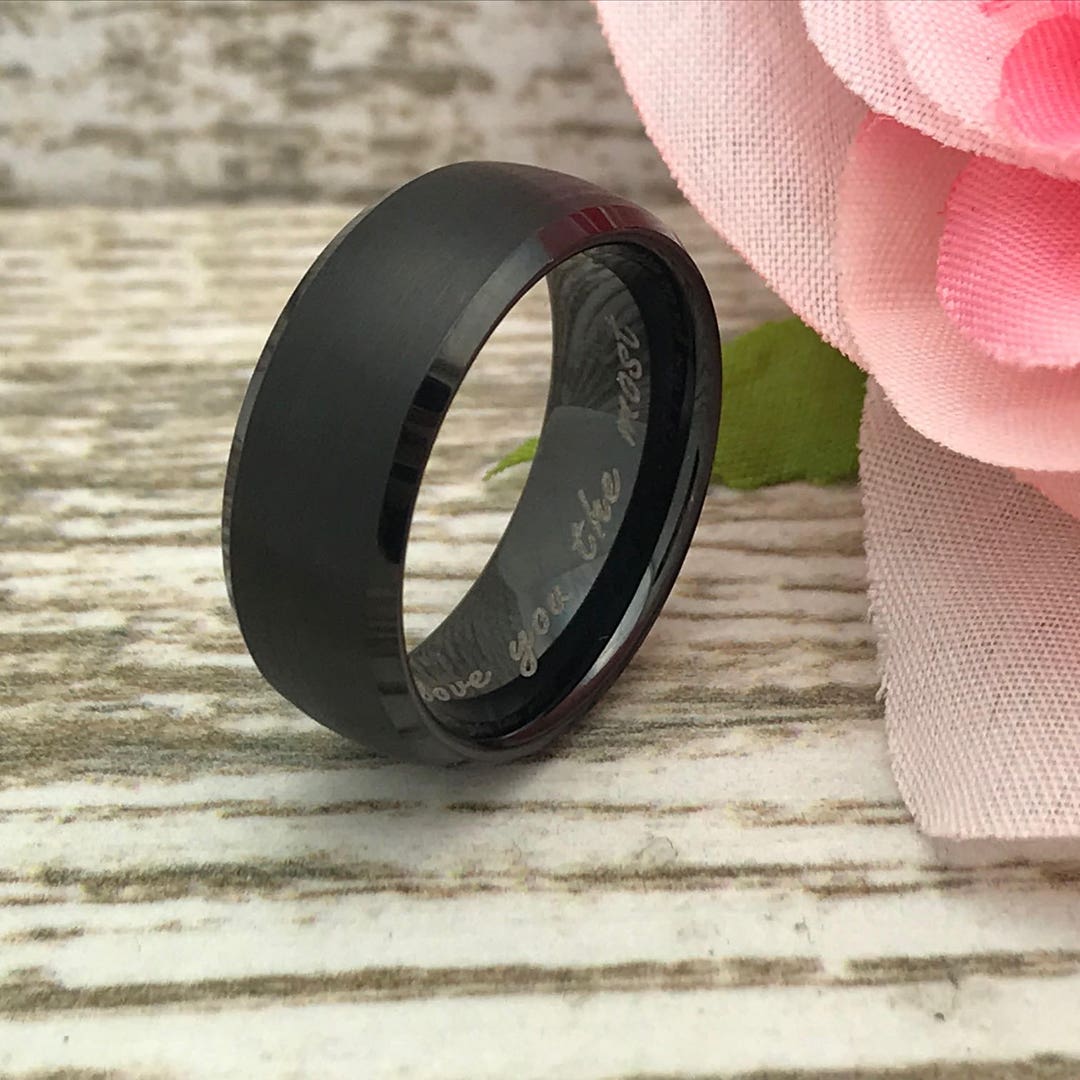 8mm Wolfram Ring Schwarze Ehering Personalisierte Wolfram Ringe 8mm Wolfram Ring Schwarze Ehering Personalisierte Wolfram Ringe