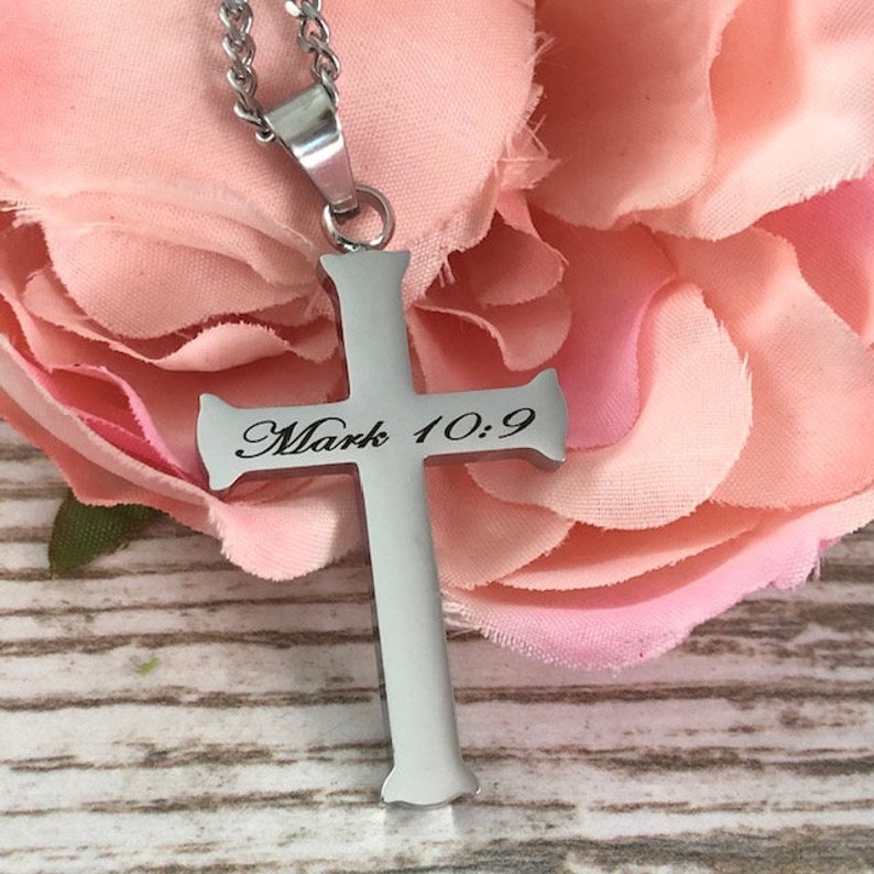 Men's Cross Necklace Personalized Engrave Stainless Steel Etsy