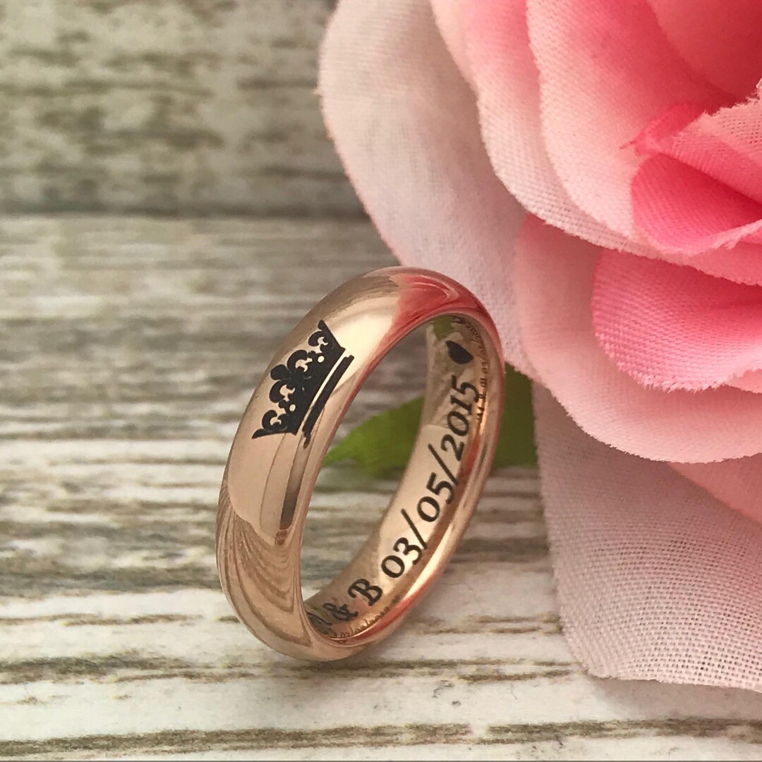 5mm Queen Rings, Rose Gold Ring, Personalize Rose Gold IP Plated