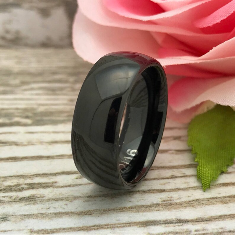 SHJSSR001 Black Stainless Steel Ring Men/'s Black Wedding Band Men/'s Personalized Stainless Steel Wedding Band 8mm Stainless Steel Ring