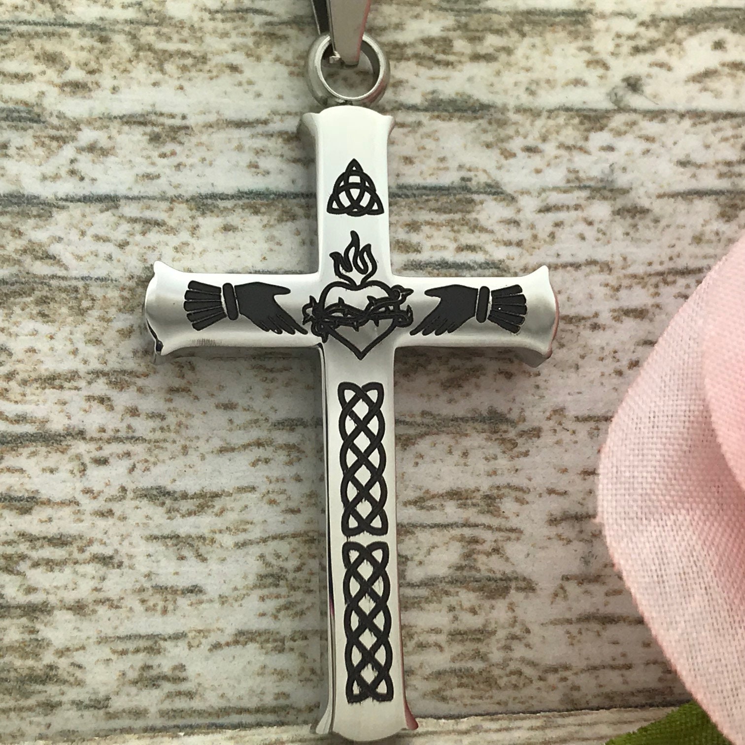 Cross Necklace Personalized Stainless Steel Cross Pendant Etsy