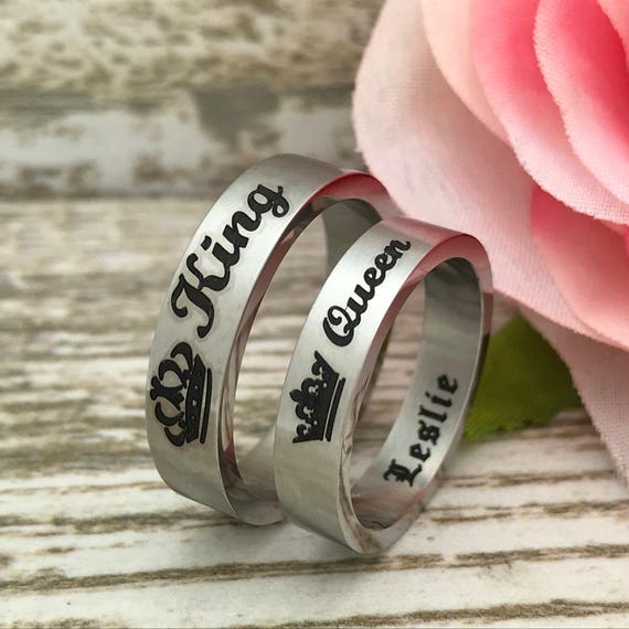 6mm/5mm King & Queen Rings, His and Hers Ring, Personalized