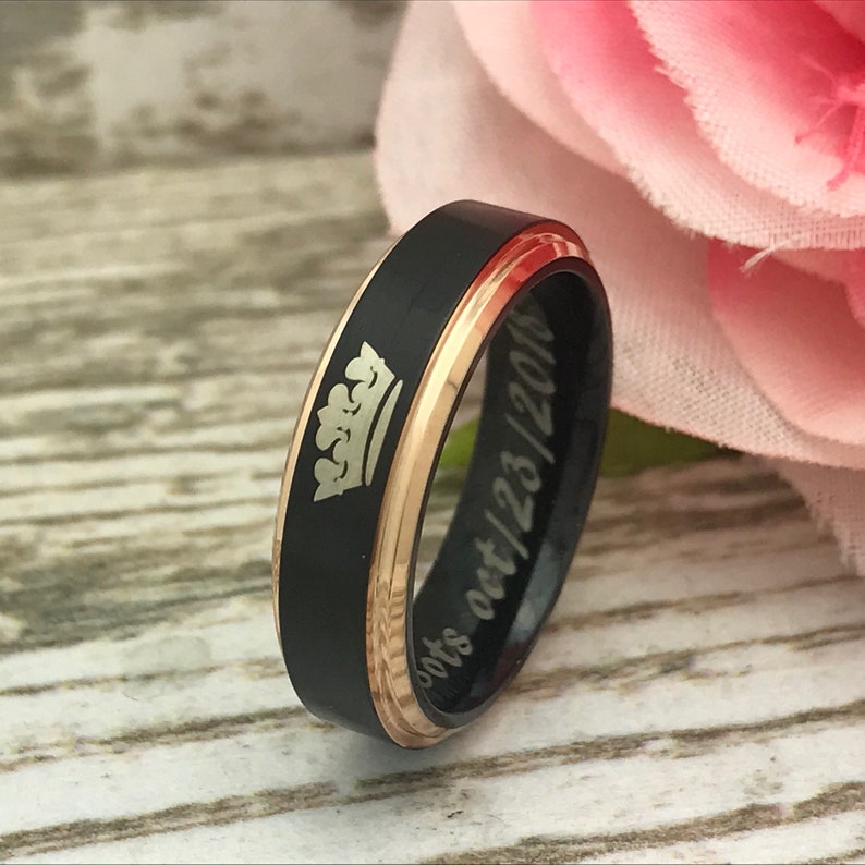 King /& Queen Rings Anniversary Rings Gift for Him Personalized Titanium Rings His and Hers Ring Gift for Her SHJTRB206