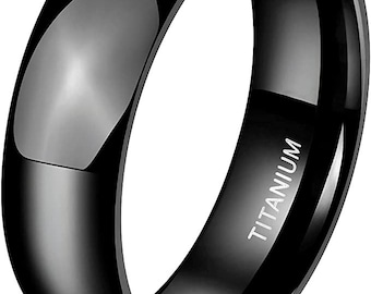 Anello di nozze in titanio nero 6MM, anello in titanio nero personalizzato, anello anniversario, anello magro, regalo per lui regalo per il suo anello di sposi