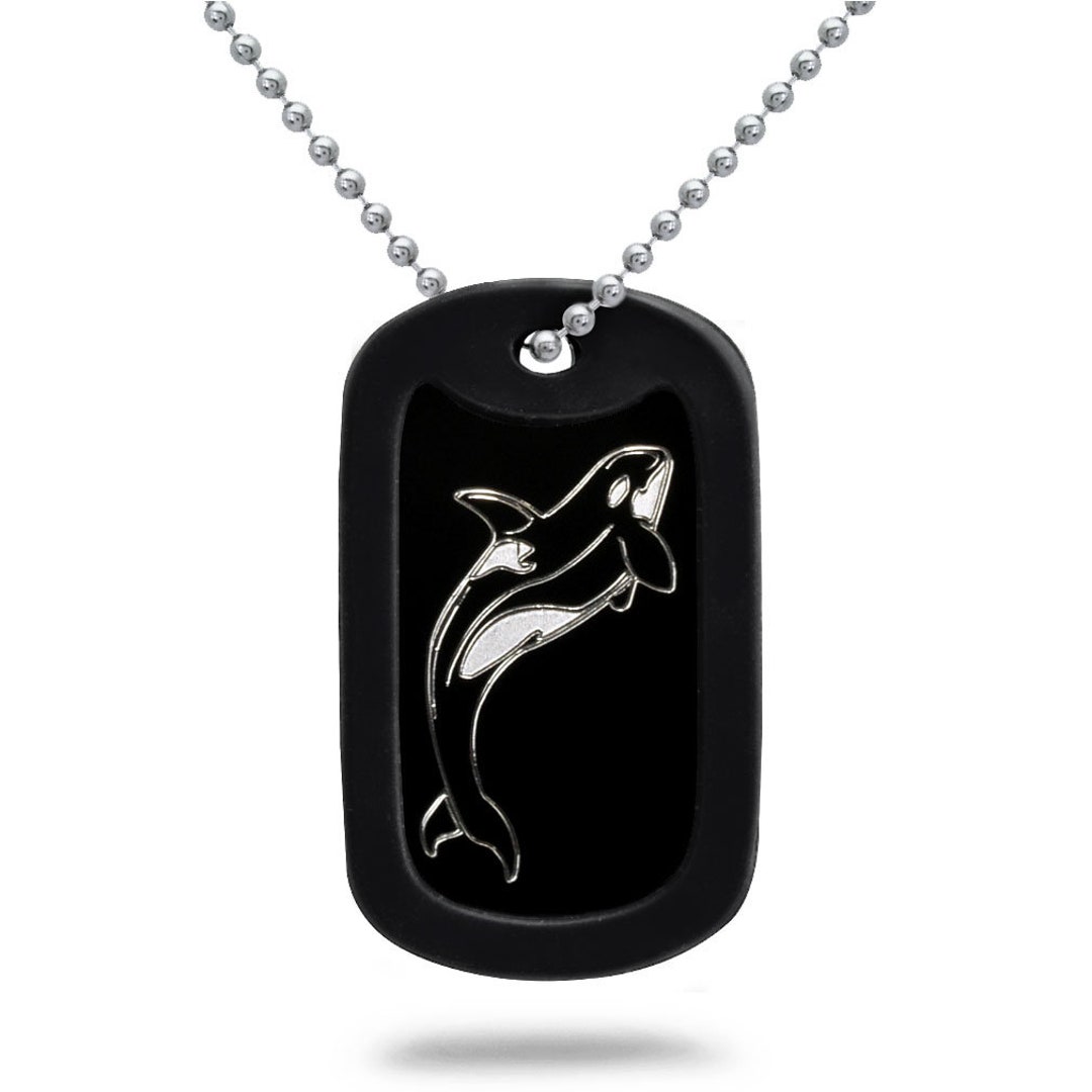 Orca Dog Tag Necklace Personalized Engraved Killer Whale Orca Dog Tag ...