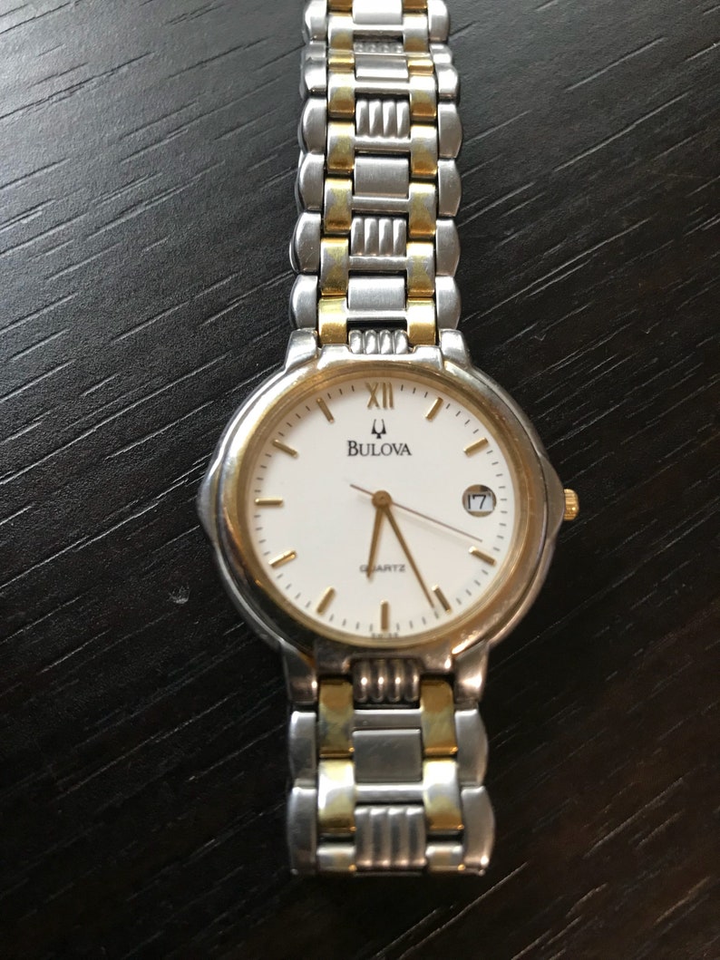 Vintage Bulova Stainless Steel Classic Quartz Mens Watch Date Etsy