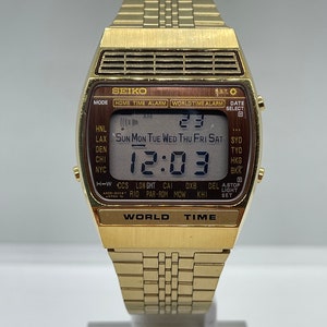 Seiko A239-5020 Vintage Digital Quartz Wrist Watch Japan World Time Alarm Rare