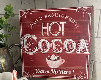 Cocoa Bar Sign | Winter Sign | Hot Cocoa Bar | Christmas Wall Sign | Christmas Accent | Winter Decor | Christmas Hanging Sign |
