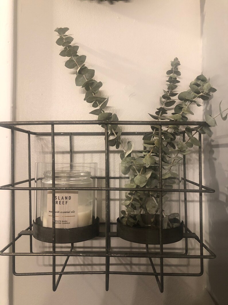 Metal Candle Holder Basket Candle Holder Farmhouse Candle Etsy