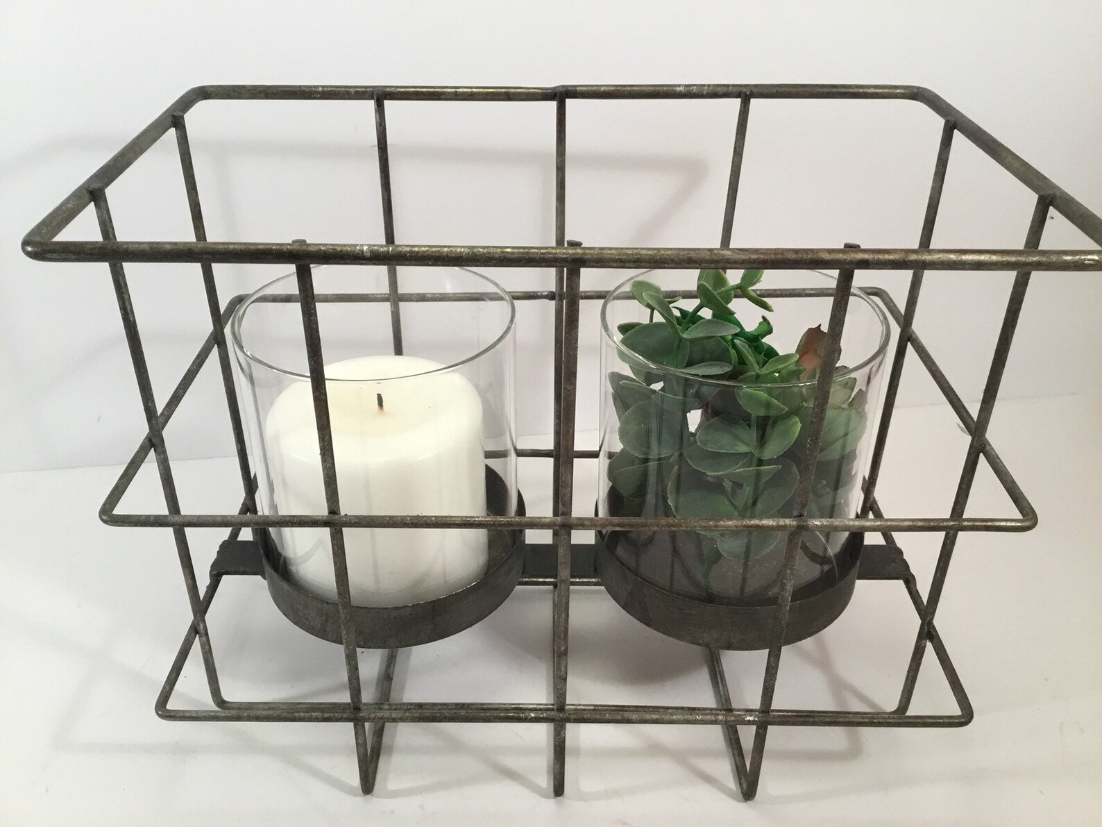 Metal Candle Holder Basket Candle Holder Farmhouse Candle Etsy