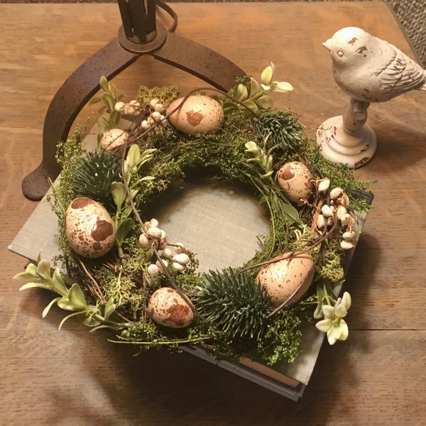 Spring Wreath | Wreath With Eggs | Easter Decor | Spring Home Decor  | Spring Tiered Tray Decor | Tiered Tray | Easter Wreath |