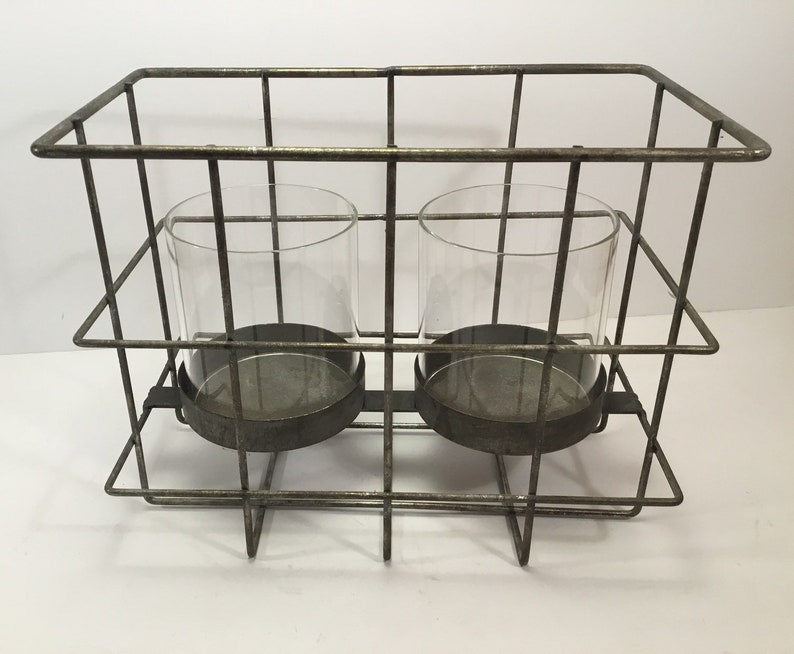 Metal Candle Holder Basket Candle Holder Farmhouse Candle Etsy