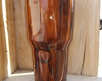 Woodgrain Stainless Steel Personalized Tumbler Hot Cold Drinks