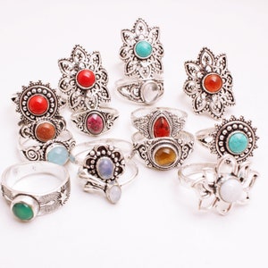 Agaat en mix edelsteen ontwerper kleine ringen groothandel veel, groothandel ringen veel, mix grootte en vorm, gratis verzending item, ring veel
