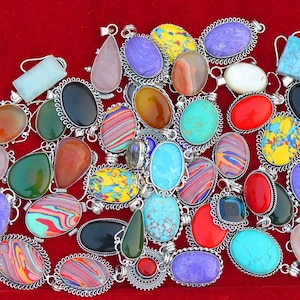 Wholesale Lots Mix Gemstone Pendant Pendant Fashion Jewelry Multi Gemstone Pendants Handmade Pendant