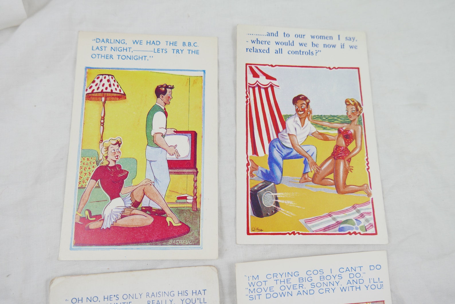 Vintage 'saucy' seaside postcards x4 x2 Comicards by Etsy