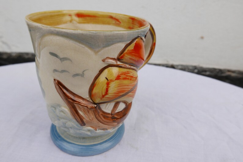 Wadeheath art deco period galleon mug