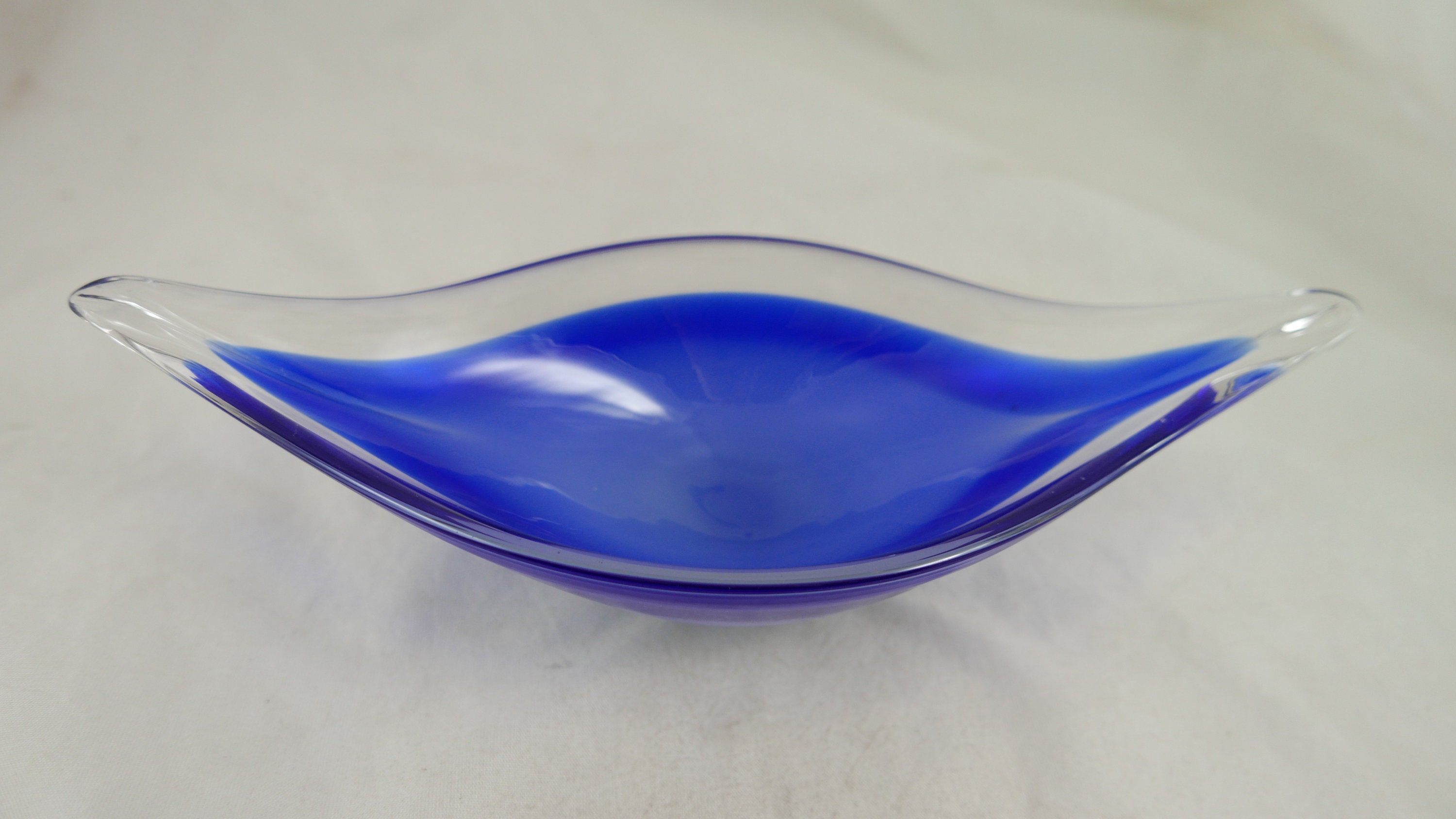 Vintage Blue Glass Bowl Etsy UK